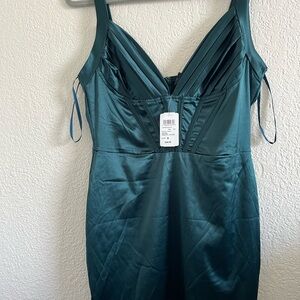 Elegant Teal Satin Mini Dress